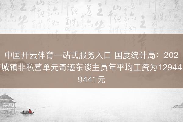 中国开云体育一站式服务入口 国度统计局：2025年城镇非私营单元奇迹东谈主员年平均工资为129441元