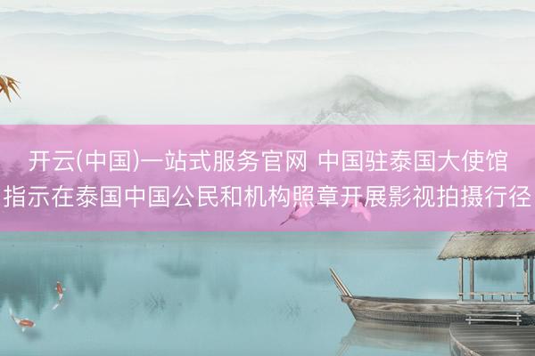 开云(中国)一站式服务官网 中国驻泰国大使馆指示在泰国中国公民和机构照章开展影视拍摄行径