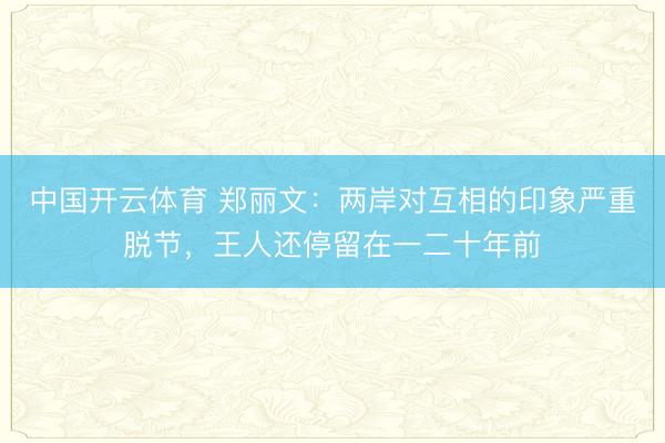中国开云体育 郑丽文：两岸对互相的印象严重脱节，王人还停留在一二十年前