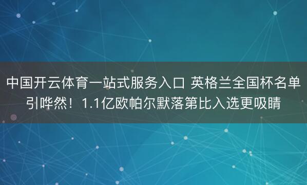 中国开云体育一站式服务入口 英格兰全国杯名单引哗然！1.1亿欧帕尔默落第比入选更吸睛