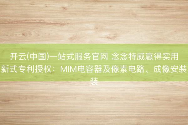 开云(中国)一站式服务官网 念念特威赢得实用新式专利授权：MIM电容器及像素电路、成像安装