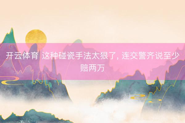 开云体育 这种碰瓷手法太狠了， 连交警齐说至少赔两万