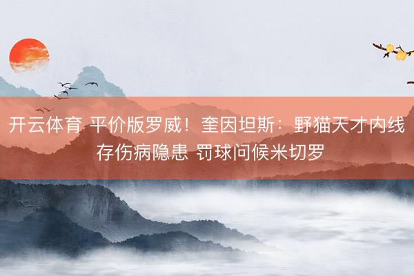 开云体育 平价版罗威！奎因坦斯：野猫天才内线 存伤病隐患 罚球问候米切罗